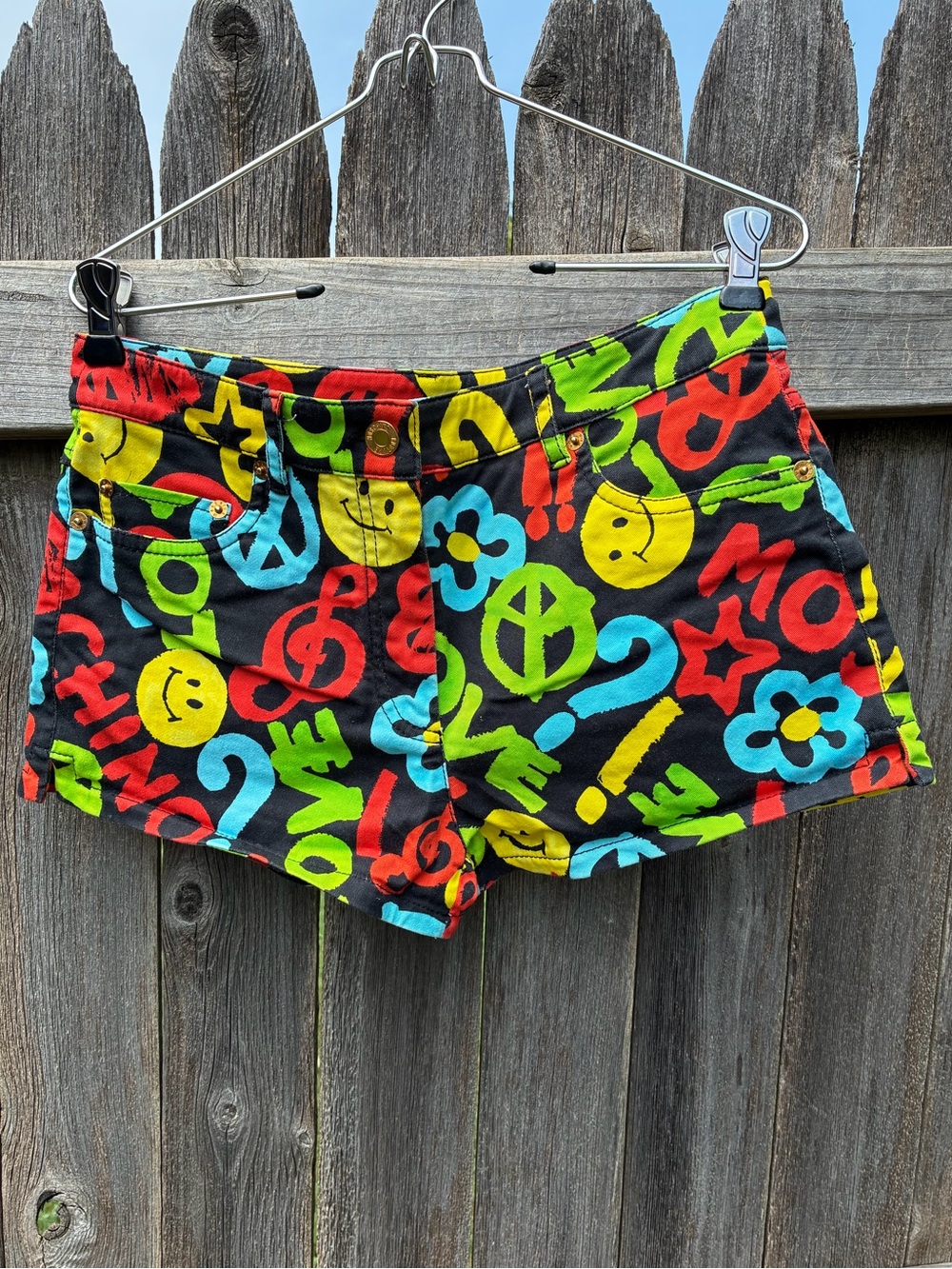 Moschino Black Multicolor Graphic Shorts